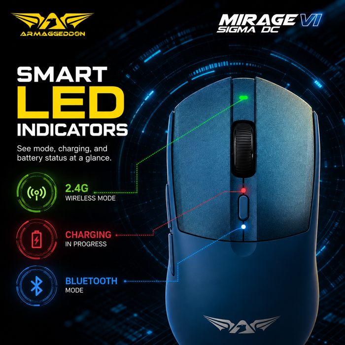 Armaggeddon Mirage VI Sigma DC Wireless Gaming Mouse with Charging Dock