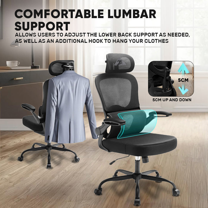Armaggeddon Vertebrae V3 Ergonomic Mesh Office Chair Adjustable Headrest & Lumbar Support, Flip-Up Armrests, 120° Tilt, 120kg Capacity