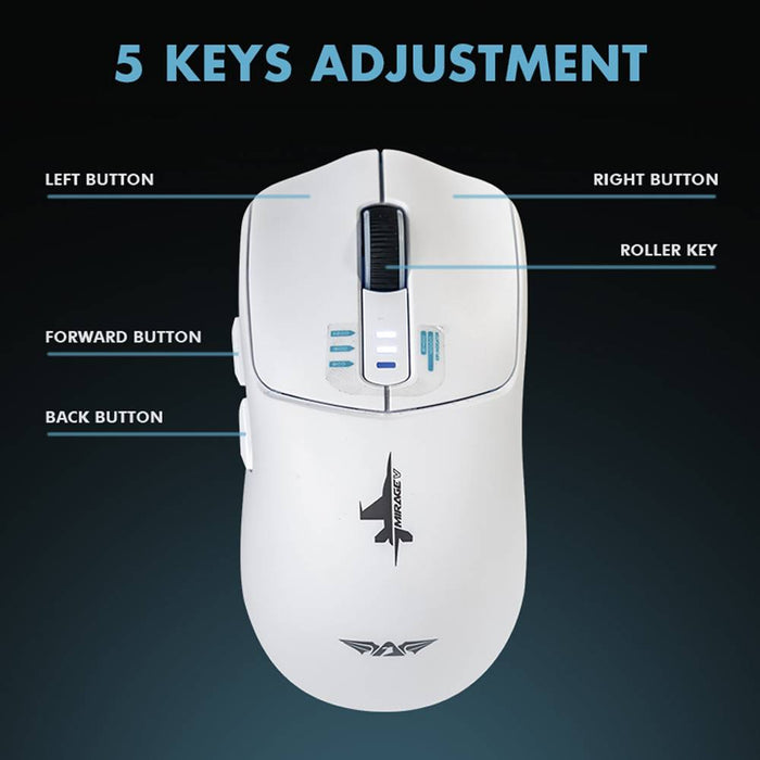 Armaggeddon Mirage V Tri Mode Wireless Gaming Mouse 10000 CPI, 1000Hz, PixArt 3325, Bluetooth 5.0, 2.4GHz, USB-C (FLASH SALE)