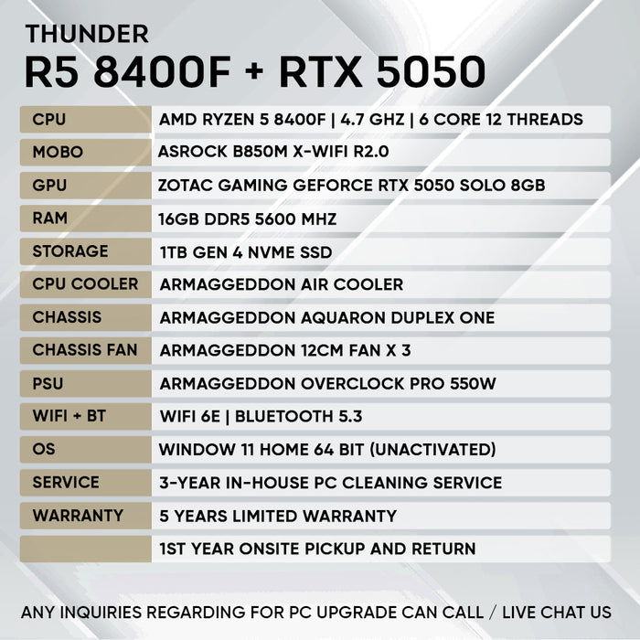 RYZEN 5 8400F + RTX 5050