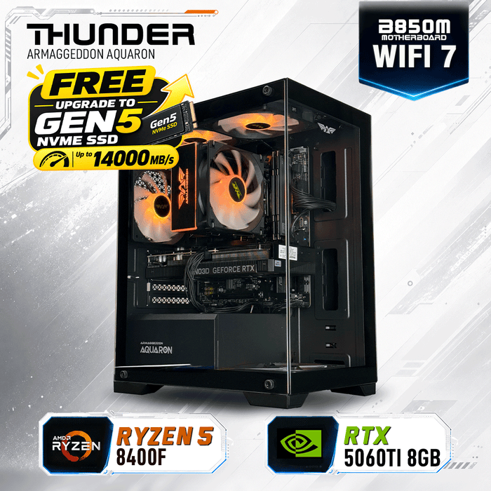 Armaggeddon Gaming PC – AMD Ryzen 5 8400F + RTX 5060Ti 8GB | Custom Built Desktop