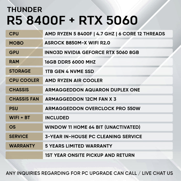 RYZEN 5 8400F + RTX 5060
