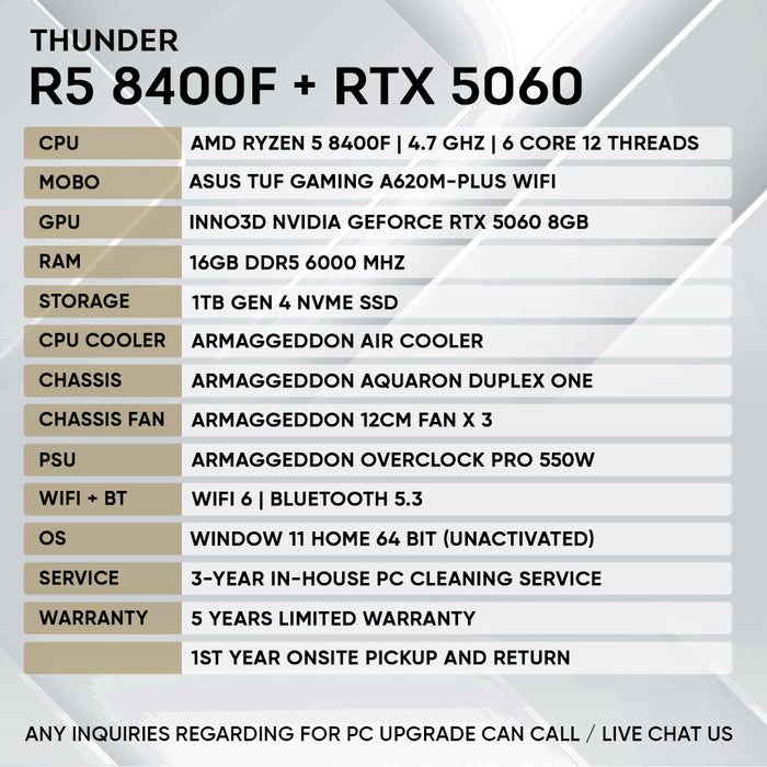 RYZEN 5 8400F + RTX 5060