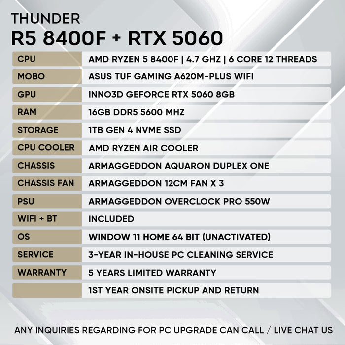RYZEN 5 8400F + RTX 5060