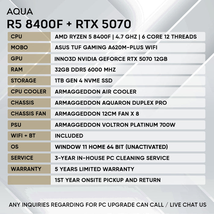 RYZEN 5 8400F + RTX 5070