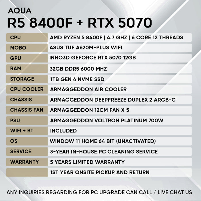 RYZEN 5 8400F + RTX 5070