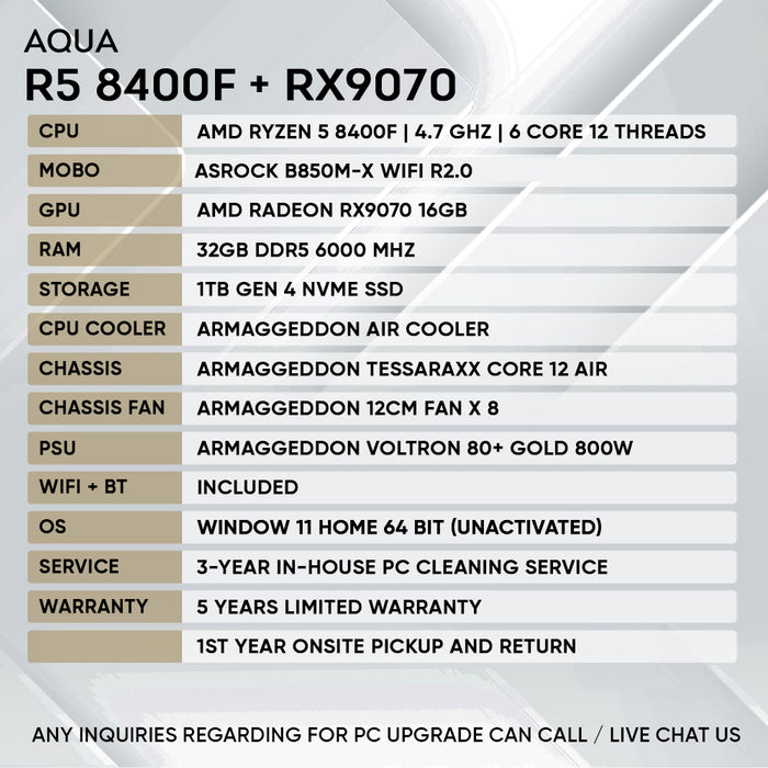 RYZEN 5 8400F + RX 9070