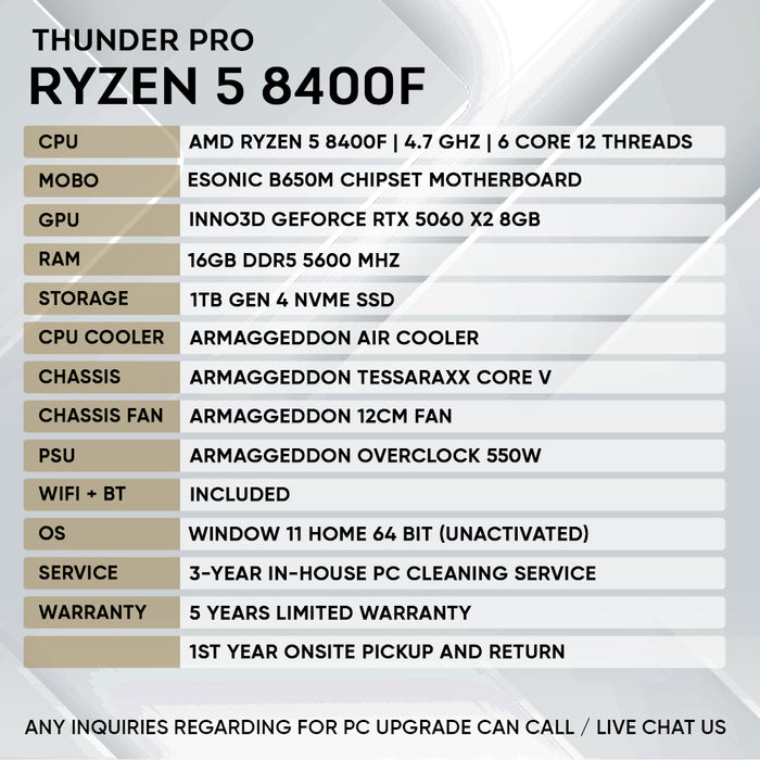RYZEN 5 8400F + RTX 5060 (CORE V)