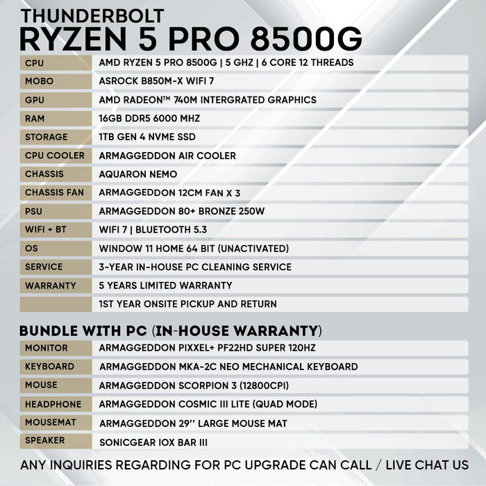 Armaggeddon Workstation PC – AMD Ryzen 5 Pro 8500G | Entry Level Gaming PC