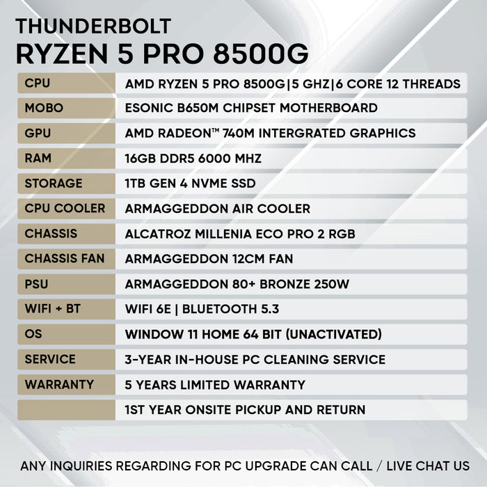 Armaggeddon Workstation PC – AMD Ryzen 5 Pro 8500G | Productivity Desktop