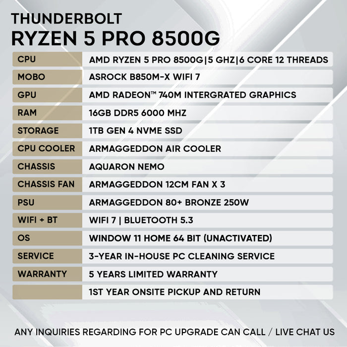 Armaggeddon Workstation PC – AMD Ryzen 5 Pro 8500G | Entry Level Gaming PC