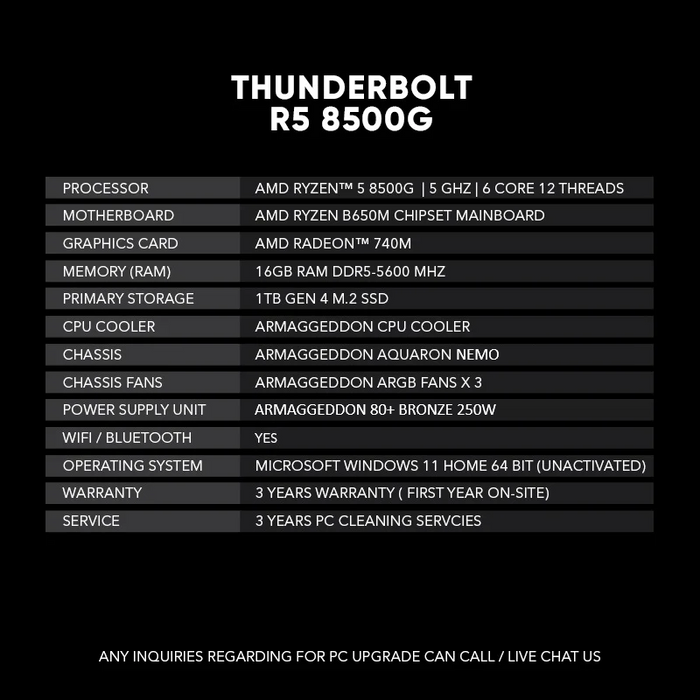 Thunderbolt R5 8500G | Best Entry Level for Gaming and Office