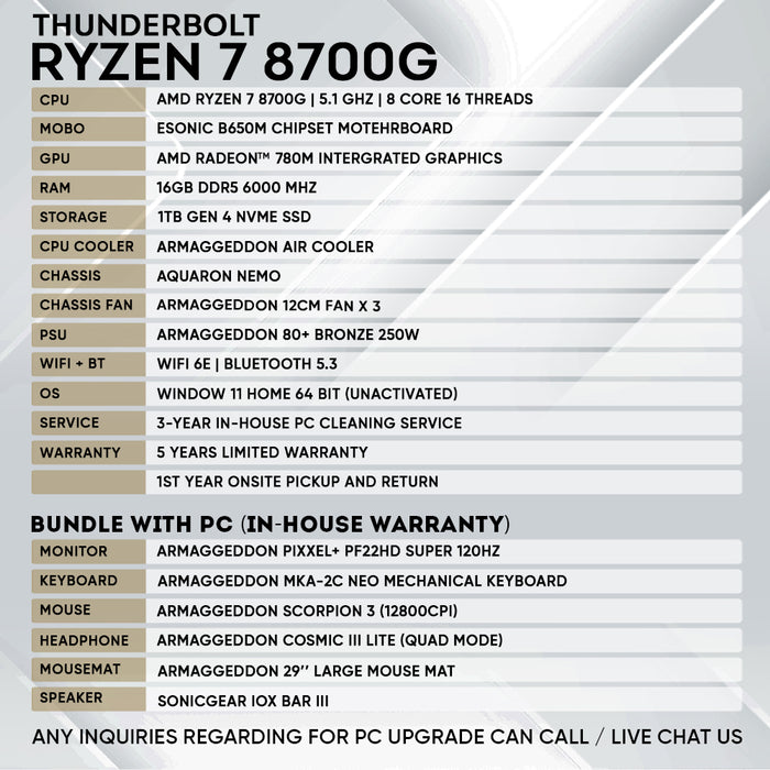 Armaggeddon Workstation PC – AMD Ryzen 7 8700G | Entry Level Gaming PC