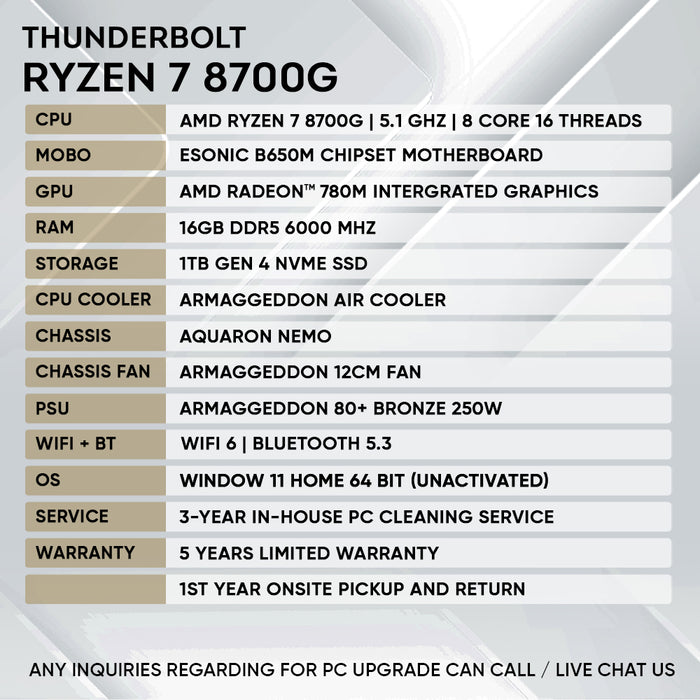 Armaggeddon Workstation PC – AMD Ryzen 7 8700G | Entry Level Gaming PC