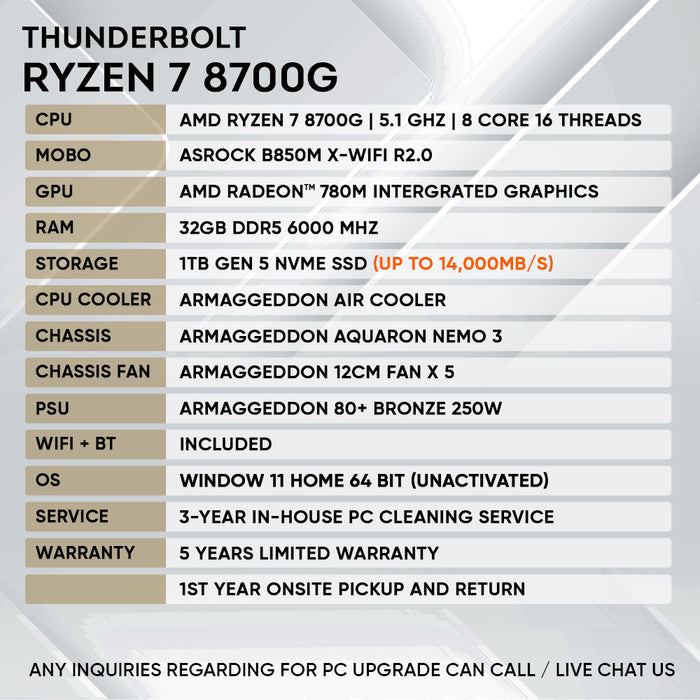 RYZEN 7 8700G | GEN.5 High Speed Home & Office PC (SAME DAY DELIVERY)