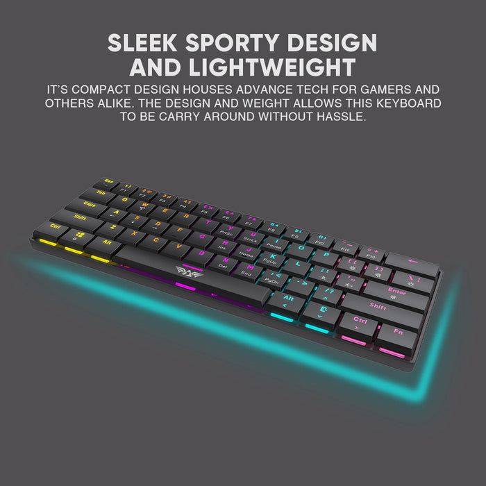 Armaggeddon SMK 1C Psychsparrow 61 Key Low Profile Mechanical Gaming Keyboard Hot Swappable, USB-C, Multicolour Backlight