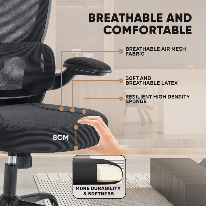 Armaggeddon Vertebrae V3 Ergonomic Mesh Office Chair Adjustable Headrest & Lumbar Support, Flip-Up Armrests, 120° Tilt, 120kg Capacity