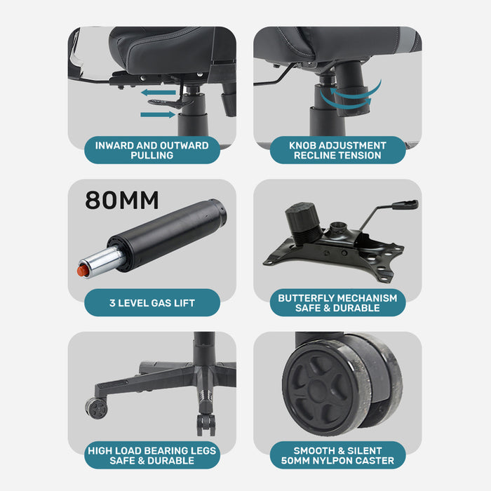 Armaggeddon EXO III Ergonomic Gaming Chair Scratch-Resistant PU Leather, 3D Armrests, 135° Recline, 150kg Capacity