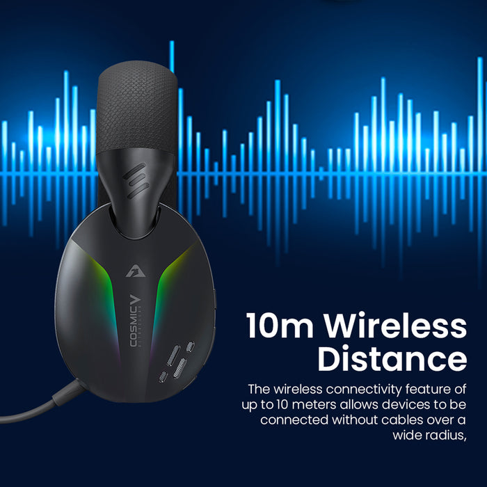 Armaggeddon Cosmic V Quad Mode Wireless RGB Gaming Headset Bluetooth 5.4, 2.4GHz USB-A USB-C, 40mm Drivers & Detachable Mic