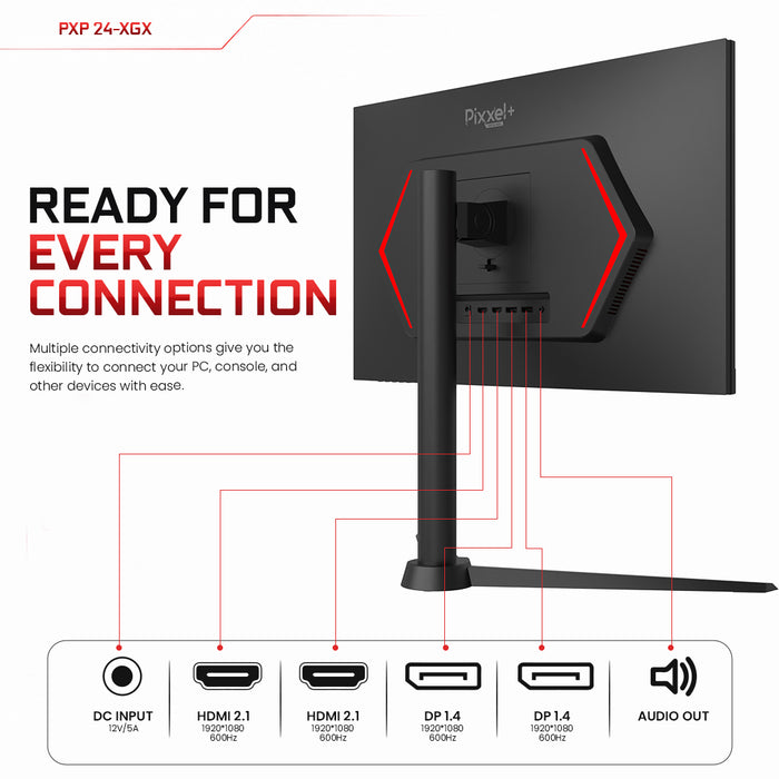 Armaggeddon PXP 24 XGX 24" FHD 600Hz TN Gaming Monitor 0.1ms Adjustable Stand FreeSync & G-SYNC Compatible