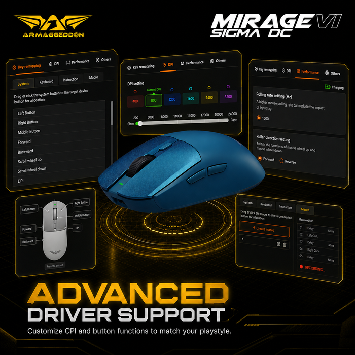 Armaggeddon Mirage VI Sigma DC Wireless Gaming Mouse with Charging Dock