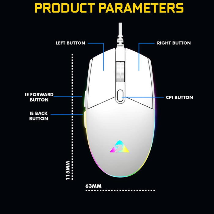 Armaggeddon Grumman Raven III Sigma Stealth Wired RGB Gaming Mouse 12800 CPI, Silent Click, 5 Macro Buttons, 90g Lightweight