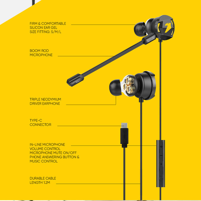 Armaggeddon WASP 7 Type-C Dual Driver Gaming Earphones with Mic