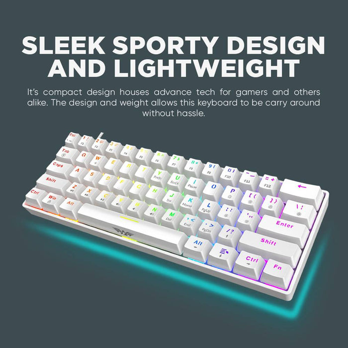 Armaggeddon MKA-1C NEX 61 Key Mechanical Gaming Keyboard HotSwappable, USB-C Wired, Multicolour LED, Anti-Ghosting