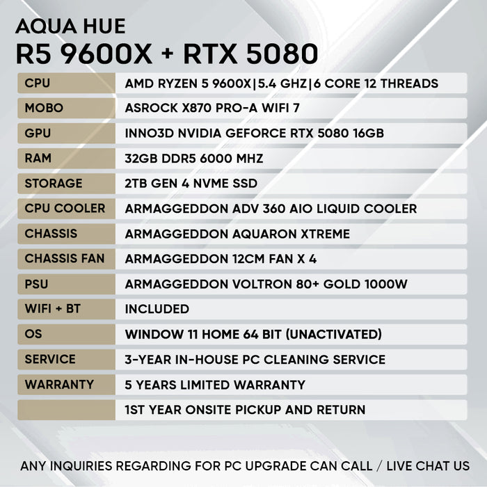 AMD Ryzen 5 9600X RTX 5080 gaming PC