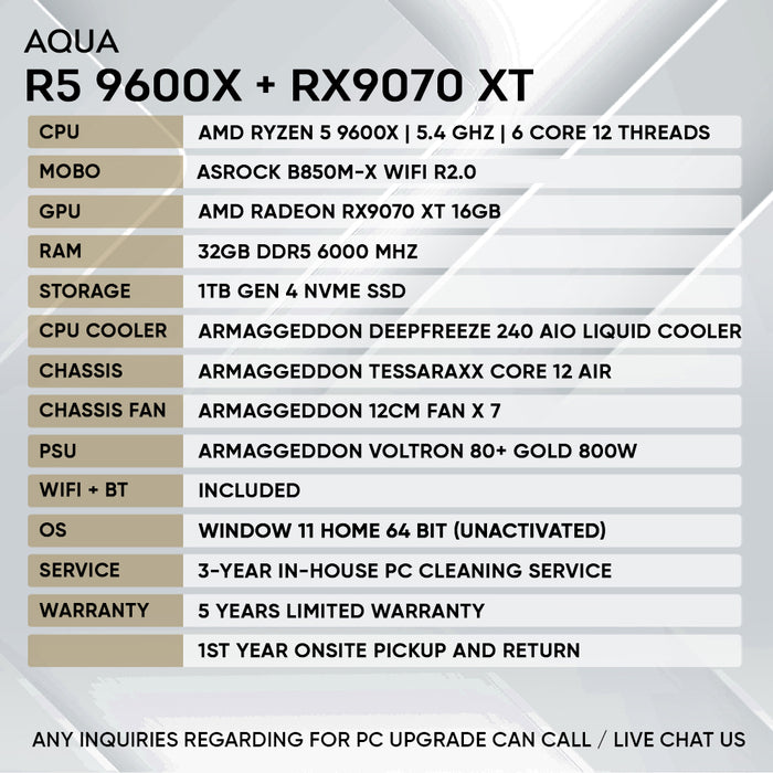 Armaggeddon Gaming PC – AMD Ryzen 5 9600X + RX 9070XT | Custom Built Desktop