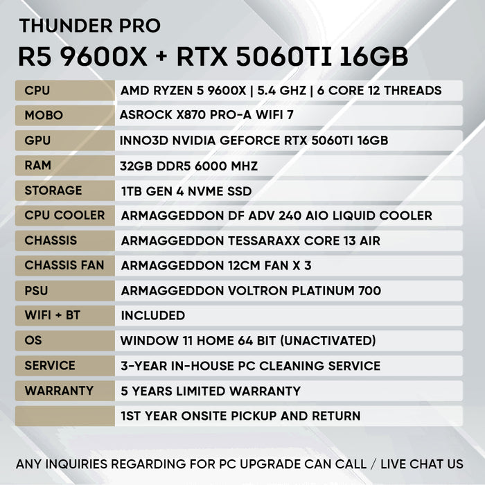 Armaggeddon Gaming PC – AMD Ryzen 5 9600X + RTX 5060Ti 16GB | Extreme Performance Build