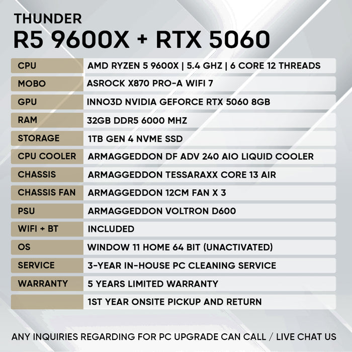 Armaggeddon Gaming PC – AMD Ryzen 5 9600X + RTX 5060 | Extreme Performance Build