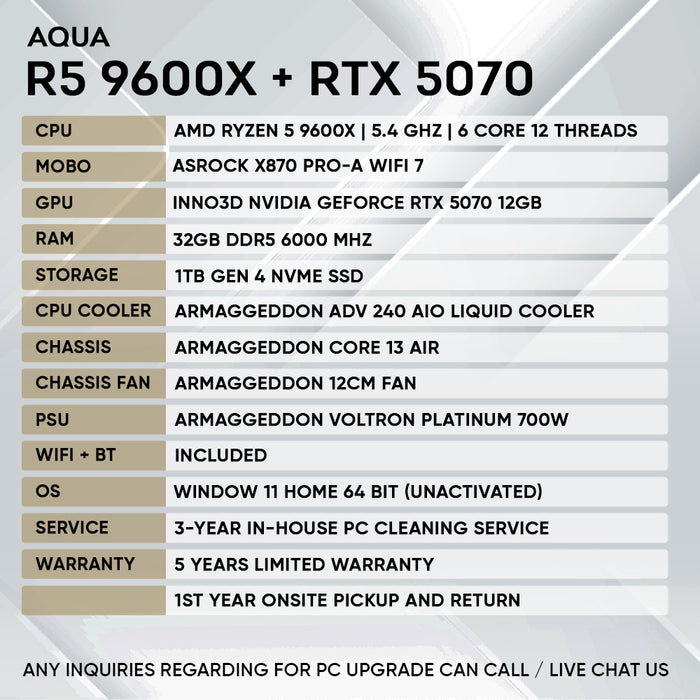 Armaggeddon High-End Gaming PC – Ryzen 5 9600X + RTX 5070 | Extreme Performance Build