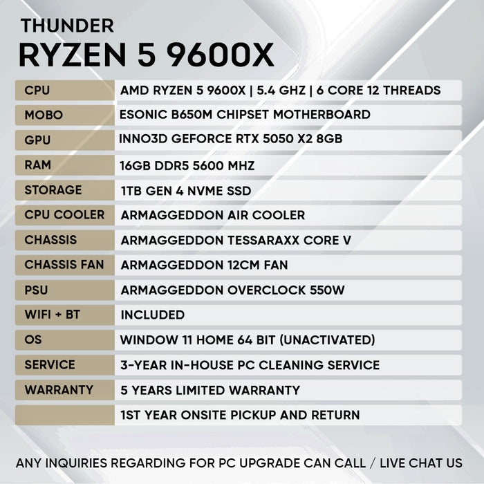RYZEN 5 9600X + RTX 5050 (CORE V)