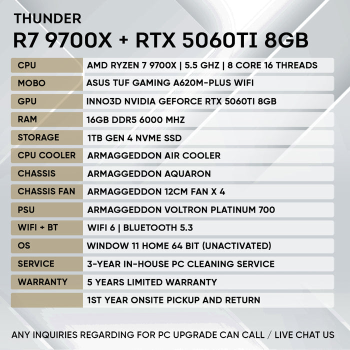 RYZEN 7 9700X + RTX 5060 Ti 8GB