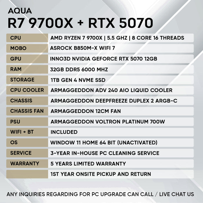 Armaggeddon Gaming PC – AMD Ryzen 7 9700X + RTX 5070 | Custom Built Desktop