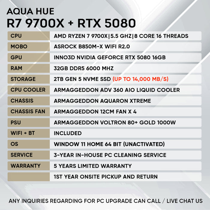 RYZEN 7 9700X + RTX 5080 (GEN 5 NVME)
