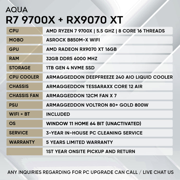 Armaggeddon Gaming PC – AMD Ryzen 7 9700X + RX 9070XT | Custom Built Desktop