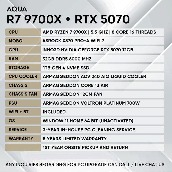 Armaggeddon Gaming PC – AMD Ryzen 7 9700X + RTX 5070 | Extreme Performance Build