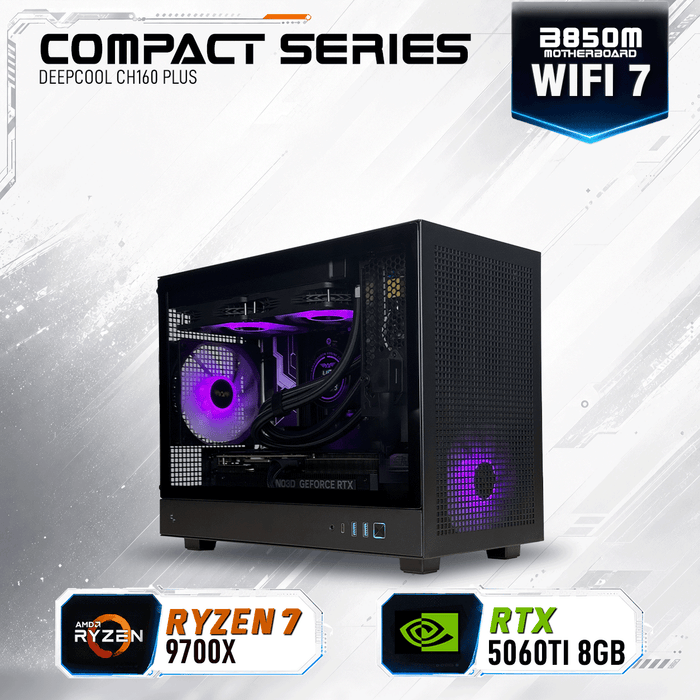 Armaggeddon Gaming PC – AMD Ryzen 7 9700X+ RTX 5060Ti 8GB | Compact Series 32GB RAM