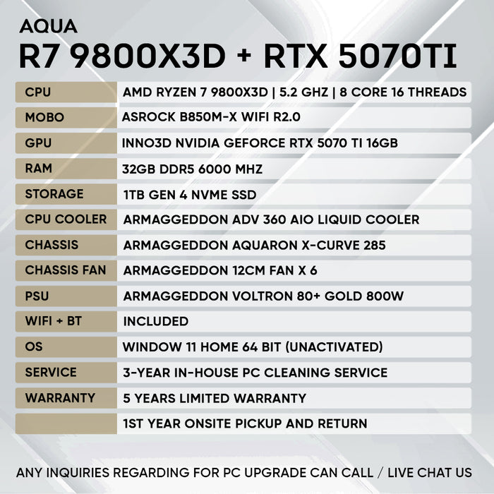 RYZEN 7 9800X3D + RTX 5070 Ti