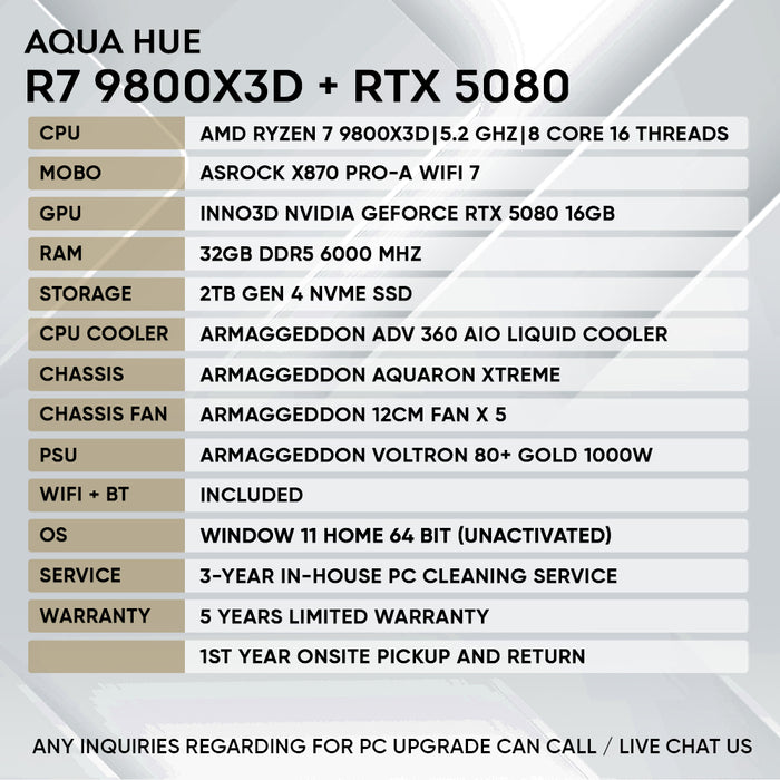 Armaggeddon High-End Gaming PC – AMD Ryzen 7 9800X3D + RTX 5080 | Extreme Performance Build