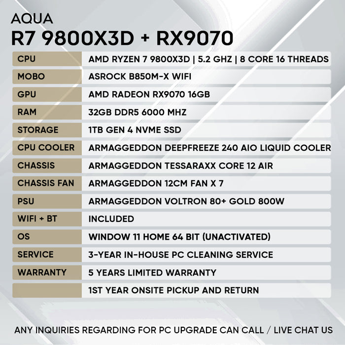 Armaggeddon Gaming PC – AMD Ryzen 7 9800X3D + RX 9070 | Custom Built Desktop
