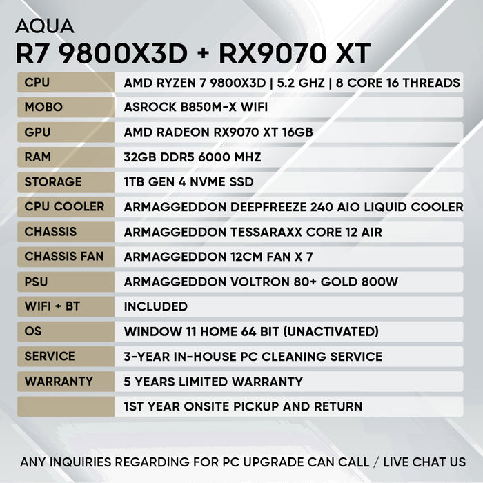 Armaggeddon Gaming PC – AMD Ryzen 7 9800X3D + RX 9070XT | Custom Built Desktop