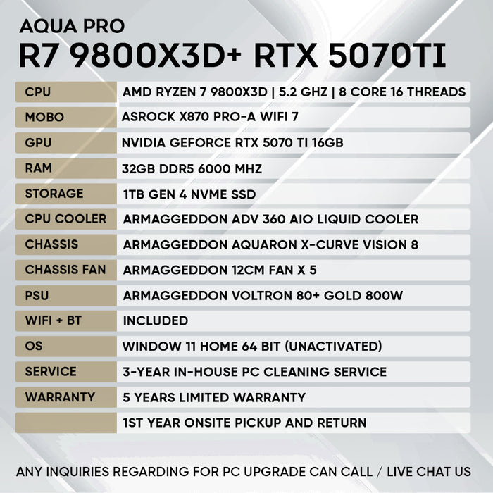 Armaggeddon High-End Gaming PC - AMD RYZEN 7 9800X3D + RTX 5070Ti | SAME DAY DELIVERY