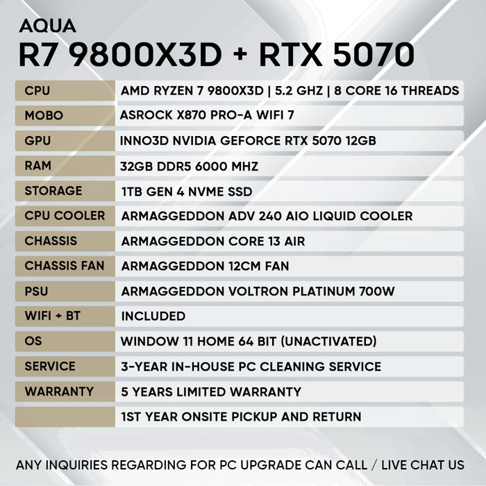 Armaggeddon Gaming PC – AMD Ryzen 7 9800X3D + RTX 5070 | Extreme Performance Build