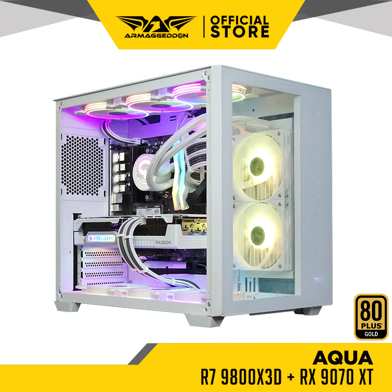 AQUA | R7 9800X3D + RX 9070XT — ArmaggeddonPC