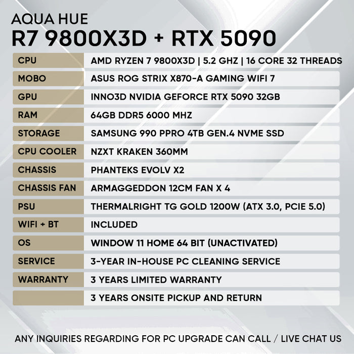 RYZEN 7 9800X3D + RTX 5090 OC (GRAPHIC / VIDEO CREATORS PC)