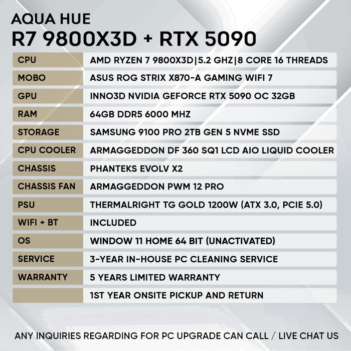RYZEN 7 9800X3D + RTX 5090 OC (GRAPHIC / VIDEO CREATORS PC)