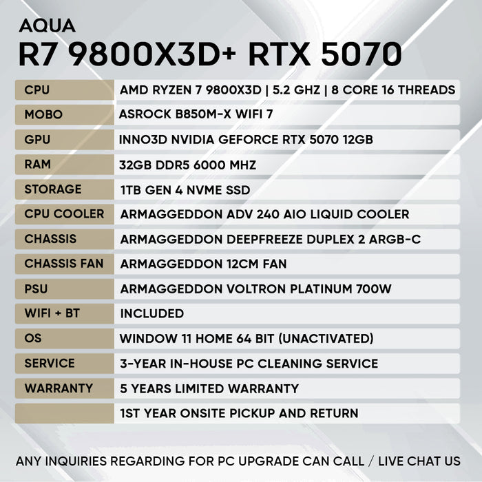 Armaggeddon Gaming PC – AMD Ryzen 7 9800X3D + RTX 5070 | Custom Built Desktop